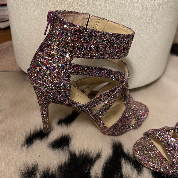 INC Multi Glitter Strappy High Heels - Picture 3 of 16